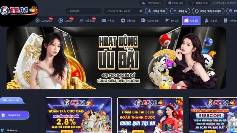 Đa dạng chương trình tặng thưởng tại EE88